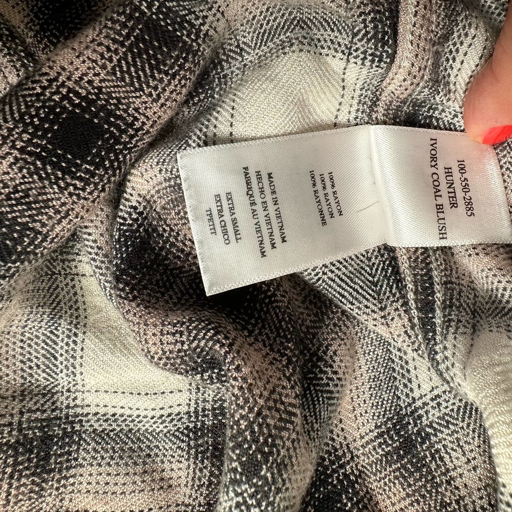 RAILS Soft Pink Black Cream Plaid Flannel shirt XS - Picture 9 of 9